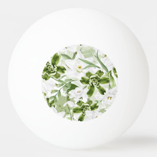 Balle De Ping Pong Fleurs aquarelle blanche 2