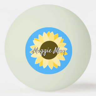 Balle De Ping Pong Fleurs de soleil sur Bleu ping-pong balle