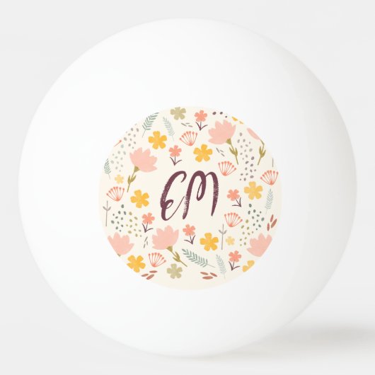 Balle De Ping Pong Fleurs Monogrammes Boho (Devant)