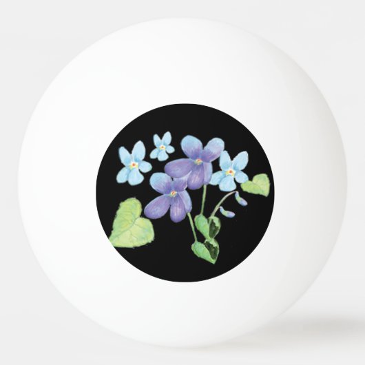 Balle De Ping Pong Fleurs violettes sauvages Illustration noir (Devant)