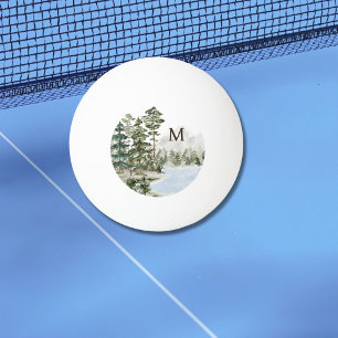 Balle De Ping Pong Forêt de pins verts et lac monogrammés