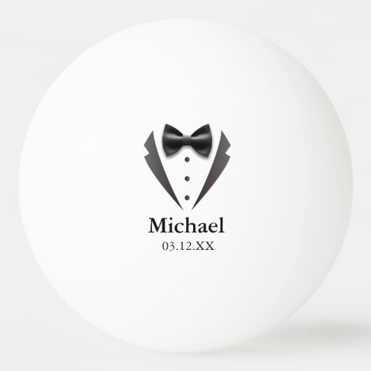 Balle De Ping Pong Funny Pun Groom Bow Cravate Nom Mariage Date (Dos)