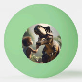 Balle De Ping Pong Géant doux : Le T-Rex amical qui aime un chat (Devant)