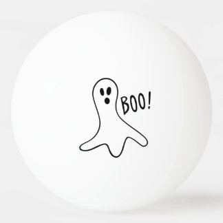 Balle De Ping Pong Ghost Saying Boo Black Outline on