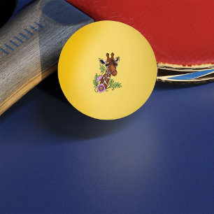 Balle De Ping Pong Giraffe Fleurs de Portrait Jaunes