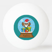 Balle De Ping Pong Globe des neiges avec Chouette du Père Noël | Pers (Devant)