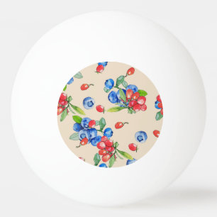 Balle De Ping Pong Goji, bleuet : aquarelle motif.