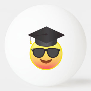 Balle De Ping Pong Graduation Happy Emoji avec lunettes de soleil Bal