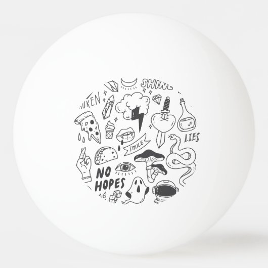 Balle De Ping Pong Graffiti mignon : Doodle Art Set. (Devant)