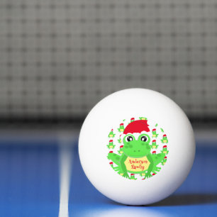Balle De Ping Pong Grenouille de Noël Santa Hat Motif Blanc Nouveauté