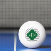 Balle De Ping Pong Gris blanc Chevron Emerald Quatrefoil 3 Monogramme (Filet)