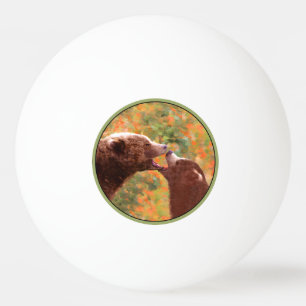 Balle De Ping Pong Grizzly Bear Mom and Cub Painting - Wildlife Art
