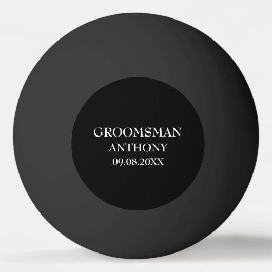 Balle De Ping Pong Groomsman Bachelor Party Noir Mariage moderne (Devant)