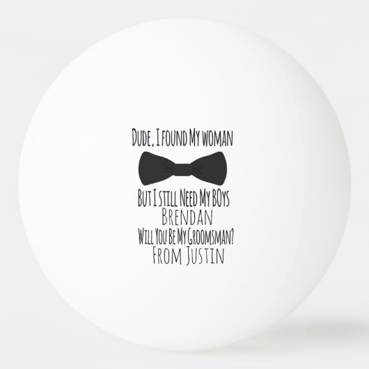 Balle De Ping Pong Groomsmen Mariage Bow Cravate Beer Pong Invitation (Devant)