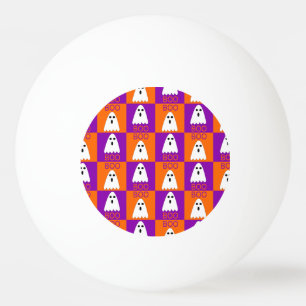 Balle De Ping Pong Halloween Boo Ghost Purple et Carrés orange