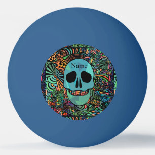 Balle De Ping Pong Halloween Hippie Skull Thunder_cove