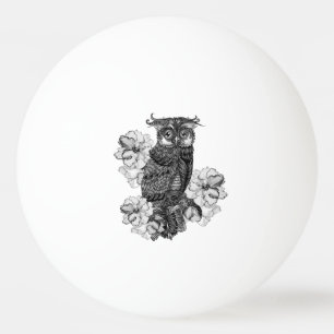 Balle De Ping Pong Hibou gris sur une branche