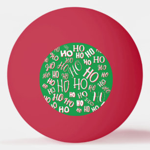 Balle De Ping Pong HO HO HO motif de texte de Noël blanc vert rouge