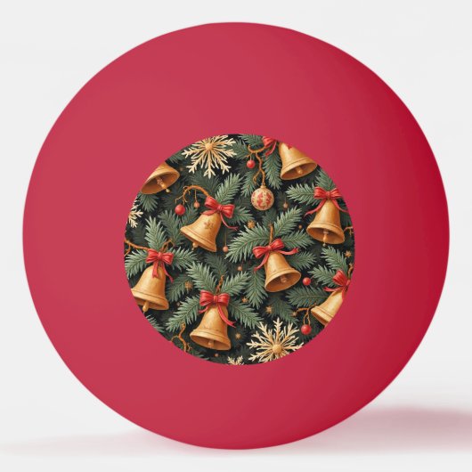 Balle De Ping Pong Holiday Bells, Decorative Christmas Pattern, (Devant)