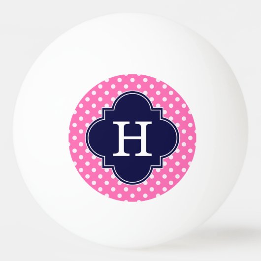 Balle De Ping Pong Hot Pink #2 Wht Polka Dot Navy Quatrefoil (Devant)