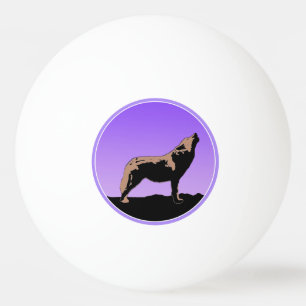 Balle De Ping Pong Howling Wolf at Sunset - Art faunique original