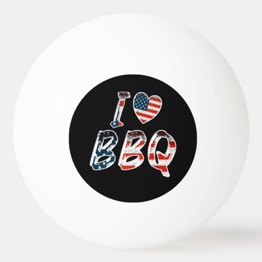 Balle De Ping Pong I Love BBQ, American Patriotic (Devant)
