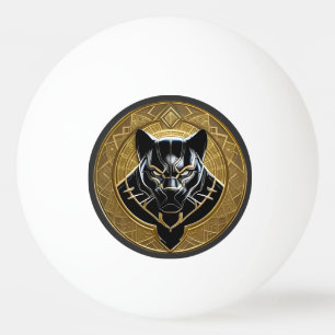 Balle De Ping Pong Icône de Panthère Noire avec Fond Géométrique Doré