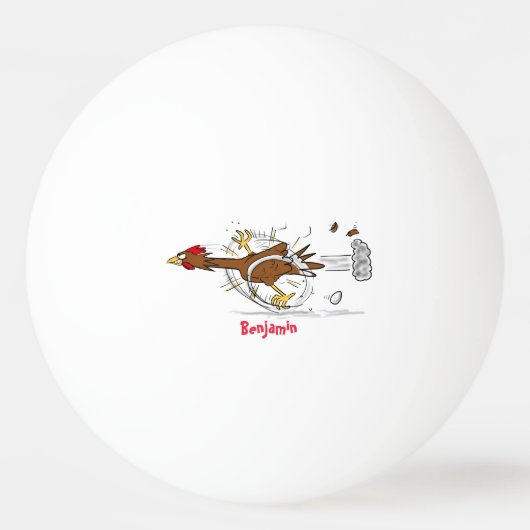 Balle De Ping Pong Illustration amusante de poulet cool (Devant)