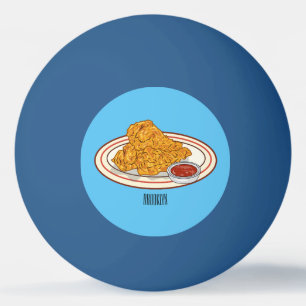 Balle De Ping Pong Illustration de dessin animé sur le poulet frit