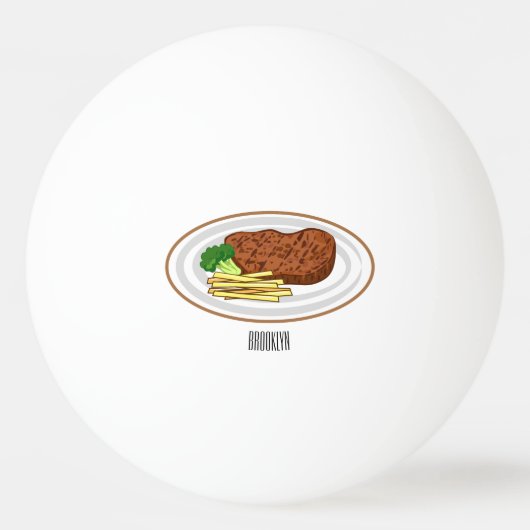 Balle De Ping Pong Illustration de dessin de steak (Devant)