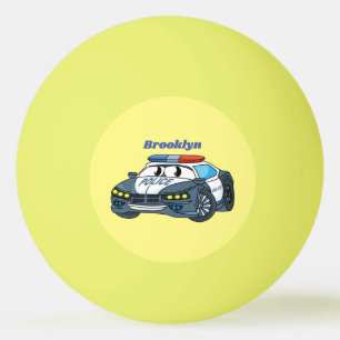 Balle De Ping Pong Illustration de voiture de police de dessin animé