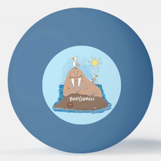 Balle De Ping Pong Illustration drôle de morse joyeux (Devant)