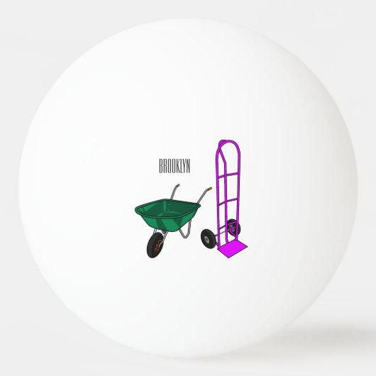 Balle De Ping Pong Illustration du chariot à roues et du chariot à ma (Devant)