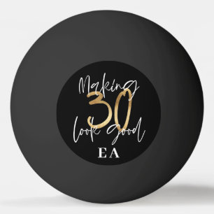 Balle De Ping Pong Initiales de 30e anniversaire personnalisées cade