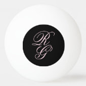 Balle De Ping Pong Initiales Monogrammes Rose Script Chic Noir (Devant)