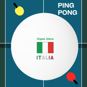 Balle De Ping Pong Italia e Bandiera Italiana Personnalisation verte