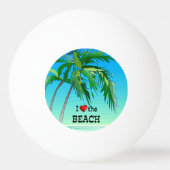 Balle De Ping Pong J'aime la plage, bleu tropical (Devant)