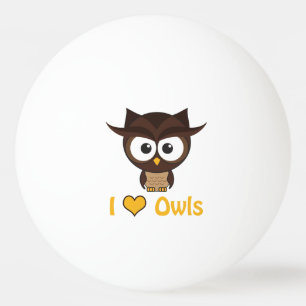Balle De Ping Pong J'aime les hiboux du coeur