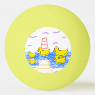 Balle De Ping Pong Jaune Famille de canards phare Pier Ping Pong Ball