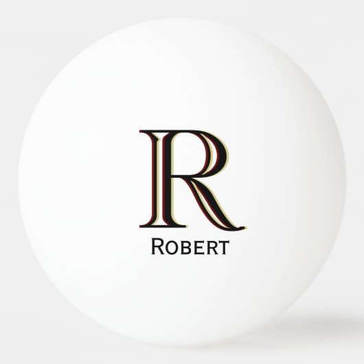 Balle De Ping Pong Jeu classique | Nom du monogramme Chic Initial (Devant)