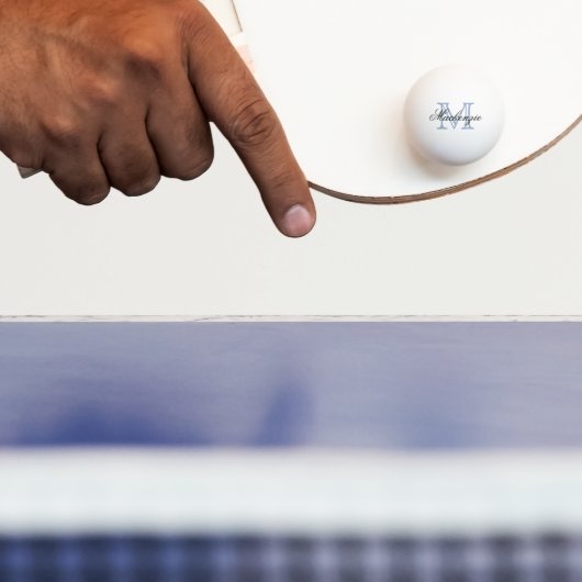 Balle De Ping Pong Jeu classique | Nom du monogramme Script bleu init (Paddle)