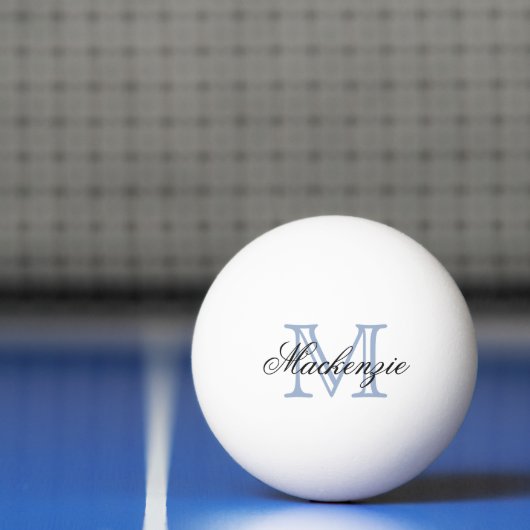 Balle De Ping Pong Jeu classique | Nom du monogramme Script bleu init (Filet)