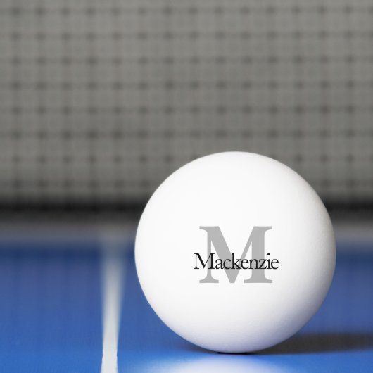 Balle De Ping Pong Jeu classique | Nom du monogramme Script Chic Init (Filet)