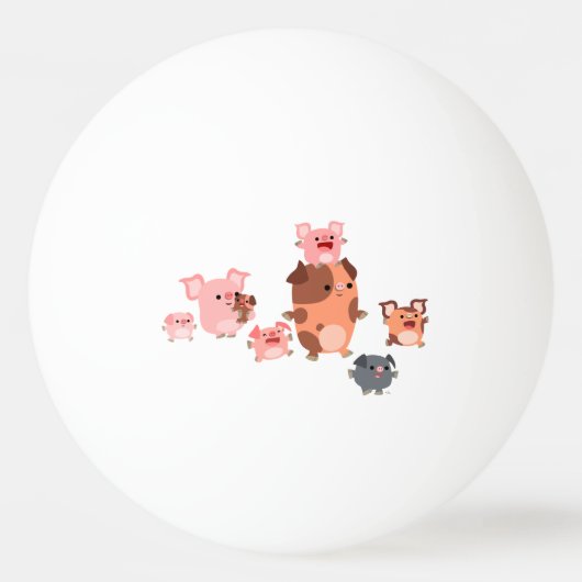 Balle De Ping Pong Joli Cartoon Pig Famille Ping Pong Ball (Dos)
