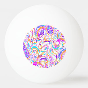 Balle De Ping Pong Joli motif paisley coloré blanc mignon