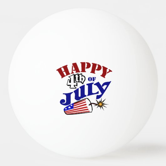 Balle De Ping Pong Joyeux 4 juillet (Devant)