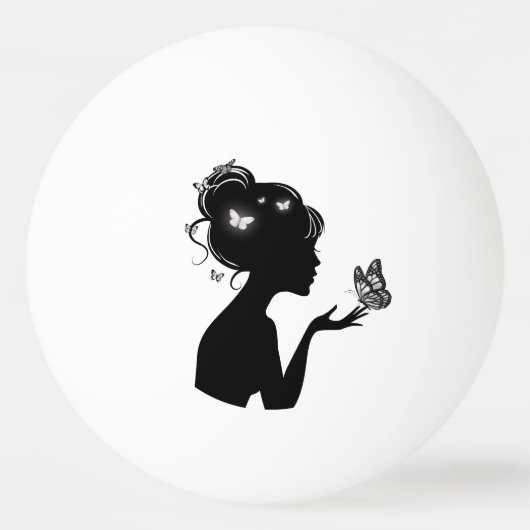 Balle De Ping Pong La femme papillons blancs (Dos)