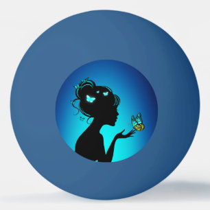 Balle De Ping Pong La femme papillons bleues