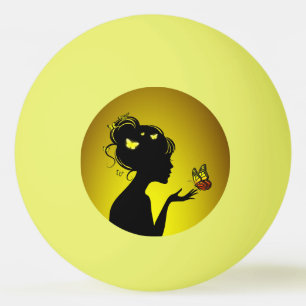 Balle De Ping Pong La femme papillons jaunes