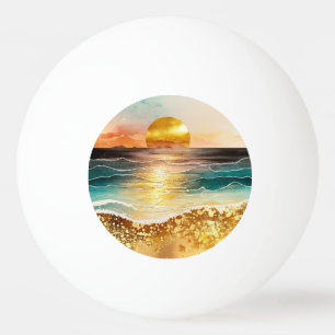 Balle De Ping Pong La série de plage à l'aquarelle Design 3